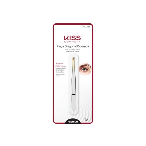 Pinça Kiss Ny Ponta Diagonal Dourada