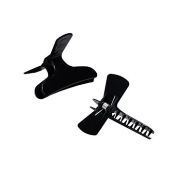 Piranha de Cabelo Santa Clara Plastica Preta com 6un