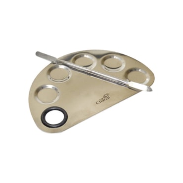 Placa Maquiagem Santa Clara Meia Lua com Espátula Aço Inox 4526