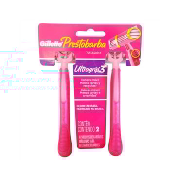 Prestobarba Feminino Aparelho Para Depilação Cabeça Móvel Evita Cortes Ultragrip 3 Gillette 2 Unidades