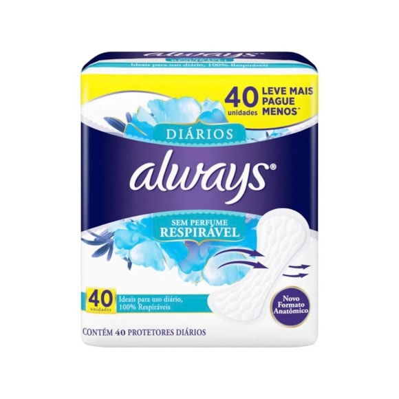Protetor Diário Always Respirável C/40Un