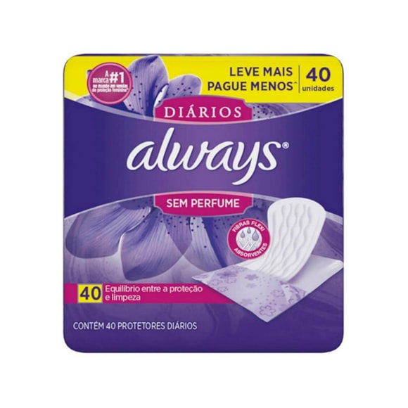 Protetor Diário Always S/ Perfume C/40Un
