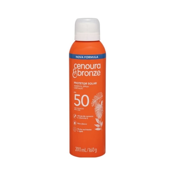 Protetor Solar Cenoura E Bronze Aerossol FPS50 200ml 