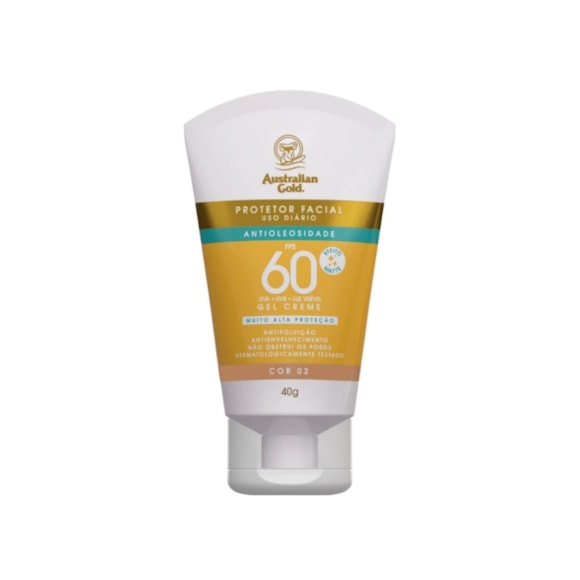 Protetor Solar Facial Australian Gold C/ Cor Gel Creme 02 Fps60 40gr