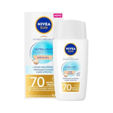 Protetor Solar Facial Nivea Sun Ultra Light Fluido Diário FPS 70 Clara 40ml
