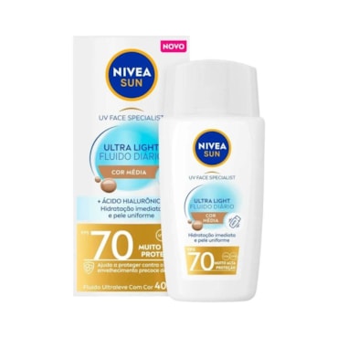 Protetor Solar Facial Nivea Sun Ultra Light Fluido Diário FPS 70 Média 40ml