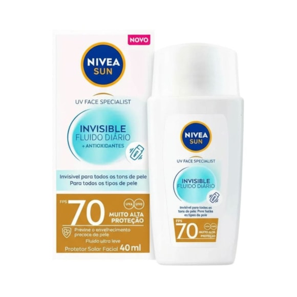 Protetor Solar Facial Nivea Sun Uv Specialist Invisible Fluido Diário FPS70 sem Cor 40ml