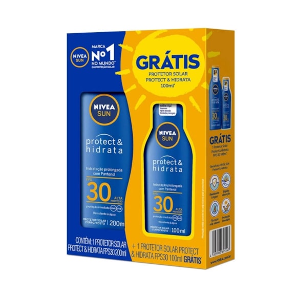 Protetor Solar Nivea Protect Hidrata Fps30 200ml Grátis Protetor Solar 100ml