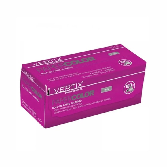 Rolo De Papel Alumínio Vertix Tintura Prata - 100 Metros