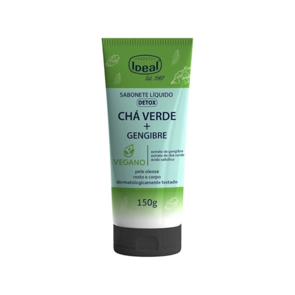 Sabonete Líquido Ideal Rosto e Corpo Detox Chá Verde e Gengibre 150ml