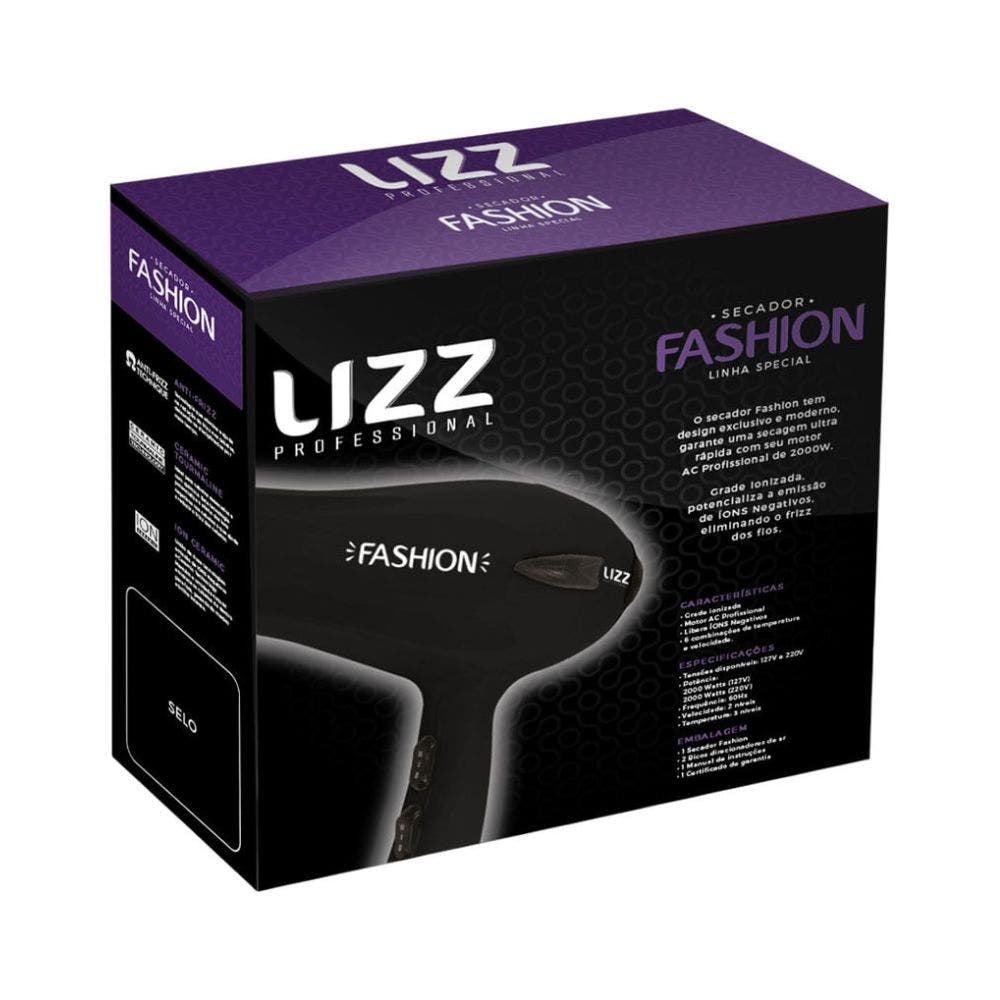 Secador Lizz Fashion Preto 2150W 127V | sumire