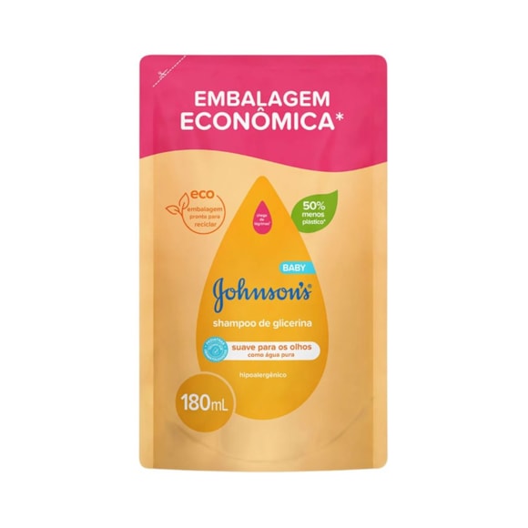 Shampoo de Glicerina Johnson's Baby 180ml Refil