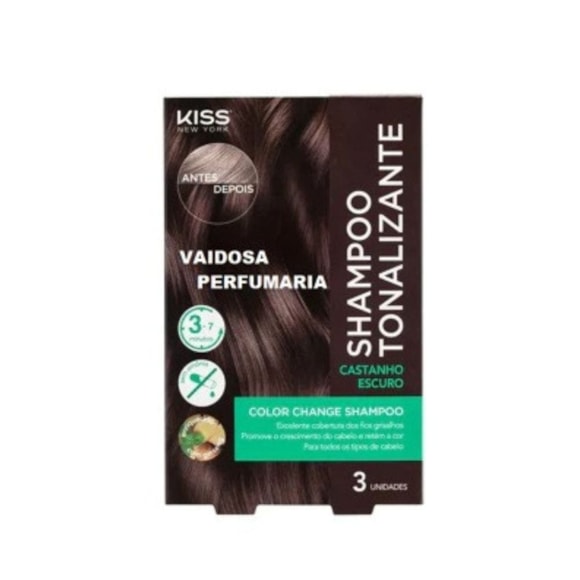 Shampoo Tonalizante Kiss NY Castanho Escuro C/3