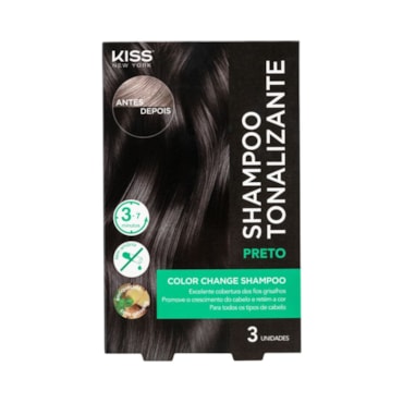 Shampoo Tonalizante Kiss NY Preto C/3