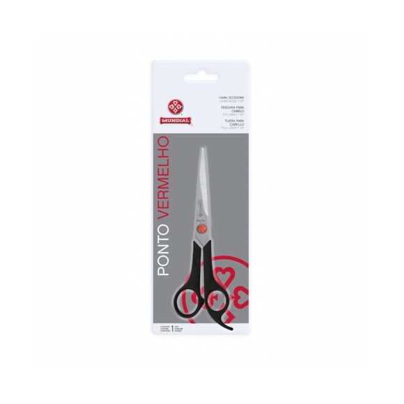 Tesoura para Cabelo Mundial 663/7 Ponto Vermelho