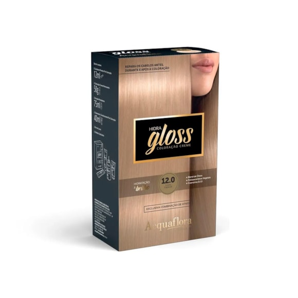 TINTURA ACQUAFLORA KIT HIDRA GLOSS 120 LOURO ESPECIAL