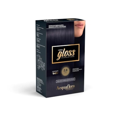 TINTURA ACQUAFLORA KIT HIDRA GLOSS 28 PRETO AZULADO