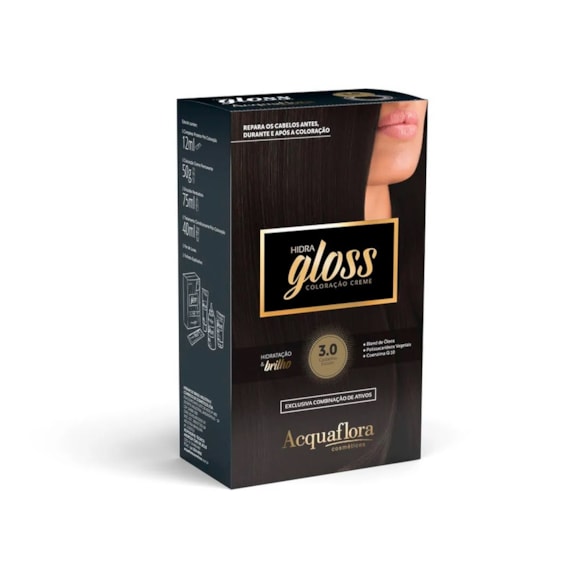 TINTURA ACQUAFLORA KIT HIDRA GLOSS 30 CASTANHO ESCURO