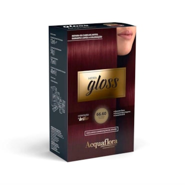 Tintura Acquaflora Kit Hidra Gloss 6660 Vermelho Granada 