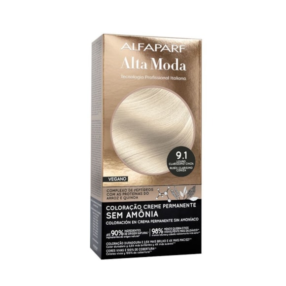 Tintura Alta Moda Color Sem Amônia 9.1 Louro Clarissimo Cinza