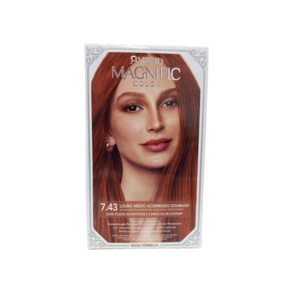 Tintura Amend Magnific Color 7.43 Louro Médio Acobreado Dourado
