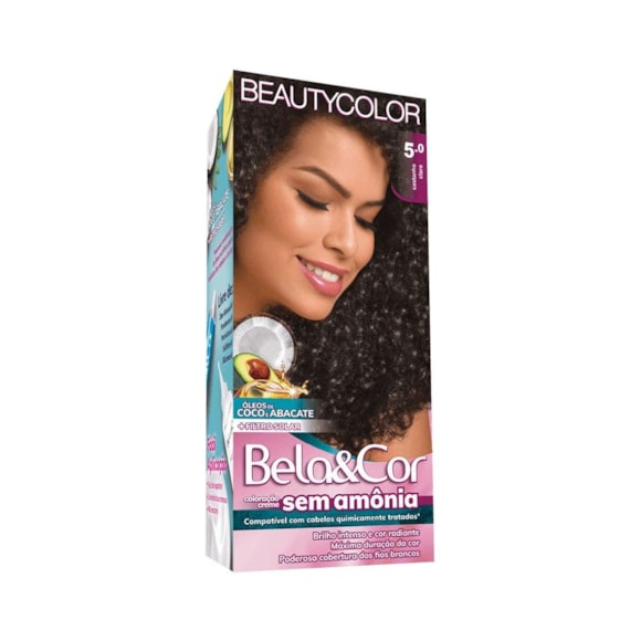 Tintura Bela Cor Kit Sem Amônia 5.0 Castanho Claro