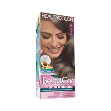 Tintura Bela Cor Kit Sem Amônia 7.1 Louro Cinza Médio