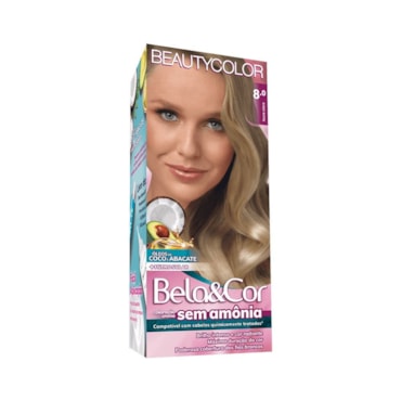 Tintura Bela Cor Kit Sem Amônia 8.0 Louro Claro