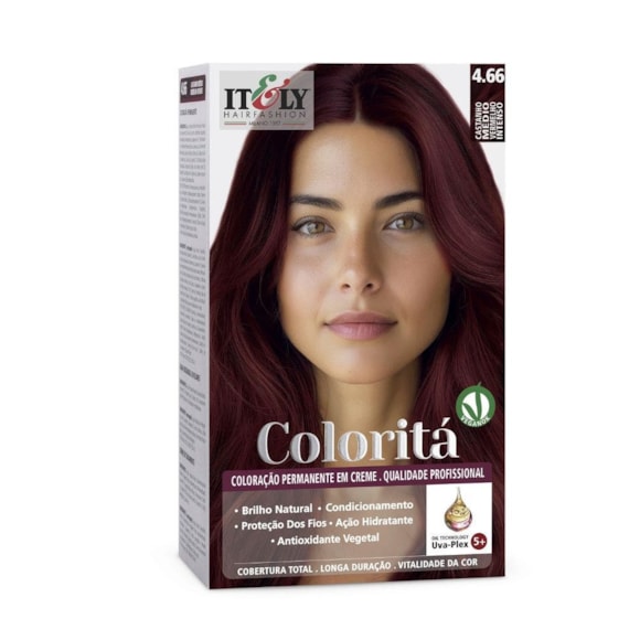 Tintura Itely Colorita 4.66 Castanho Médio Vermelho Intenso