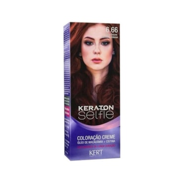 Tintura Keraton Selfie 6.66 Louro Escuro Vermelho Intenso