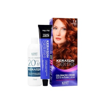 Tintura Keraton Selfie 7.4 Louro Médio Cobre 50g