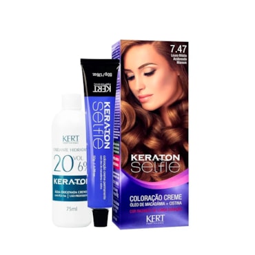Tintura Keraton Selfie 7.47 Louro Médio Acobreado Marrom