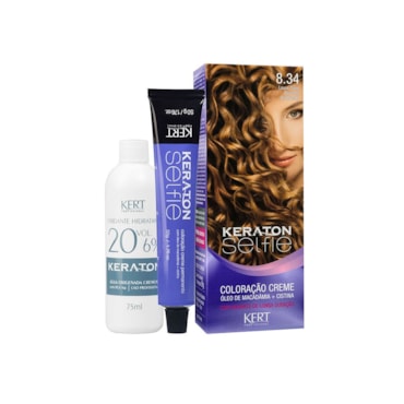 Tintura Keraton Selfie 8.34 Louro Claro Dourado Acobreado
