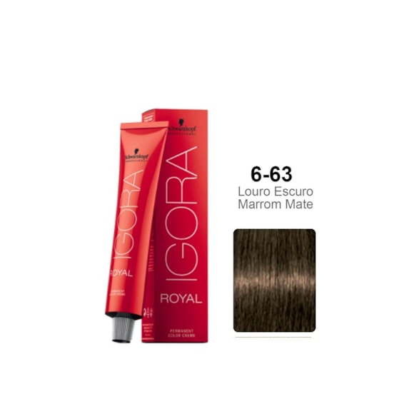 Tintura Schwarzkopf Igora Royal 6.63 Louro Escuro Marrom Matte