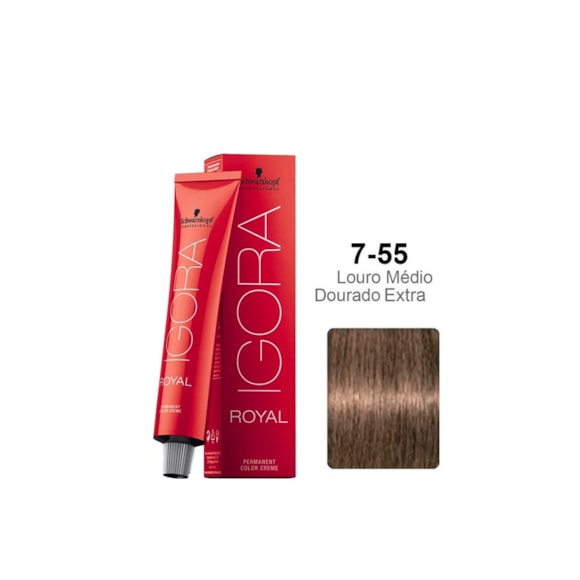 Tintura Schwarzkopf Igora Royal 7.55 Louro Médio Dourado Extra