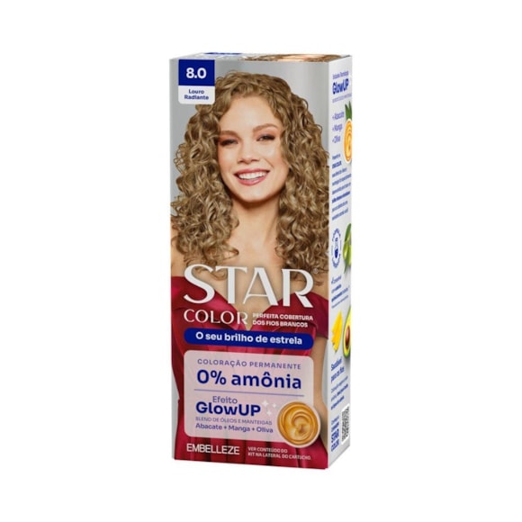 Tintura Star Color Sem Amônia 8.0 Louro Radiante
