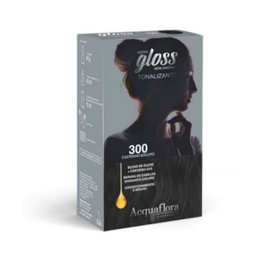Tintura Tonalizante Acquaflora Kit Hidra Gloss 300 Castanho Escuro