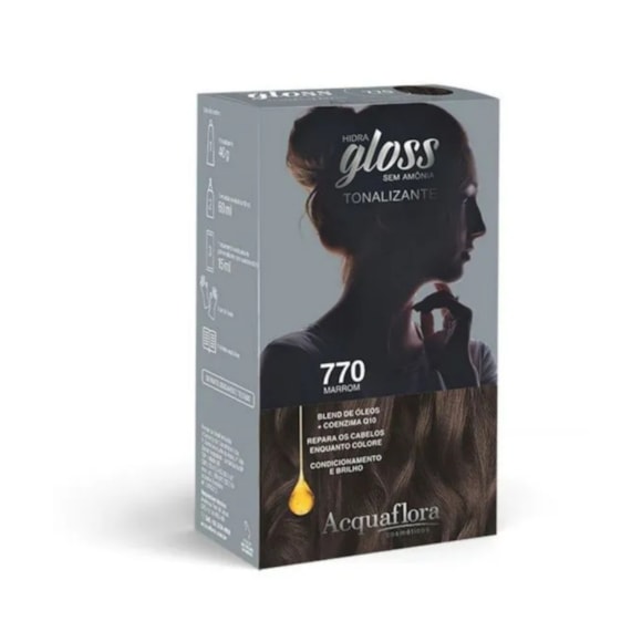 Tintura Tonalizante Acquaflora Kit Hidra Gloss 770 Marrom