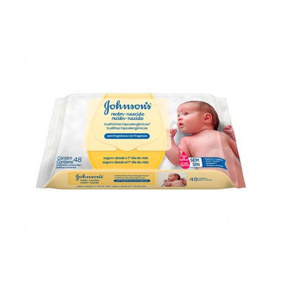 Toalhinha Infantil Johnson's Baby Recém Nascido Hipoalergênica C/48Un