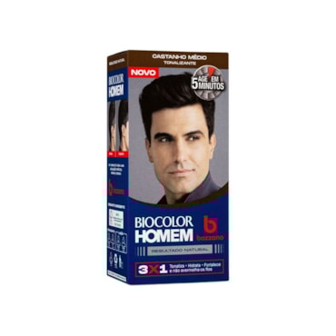 Tonalizante de Cabelo Masculino Biocolor Homem Bozzano Castanho Médio