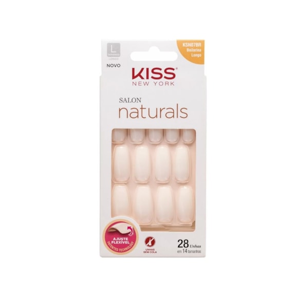 Unha Postiça Kiss Salom Natural Bailarina C/28
