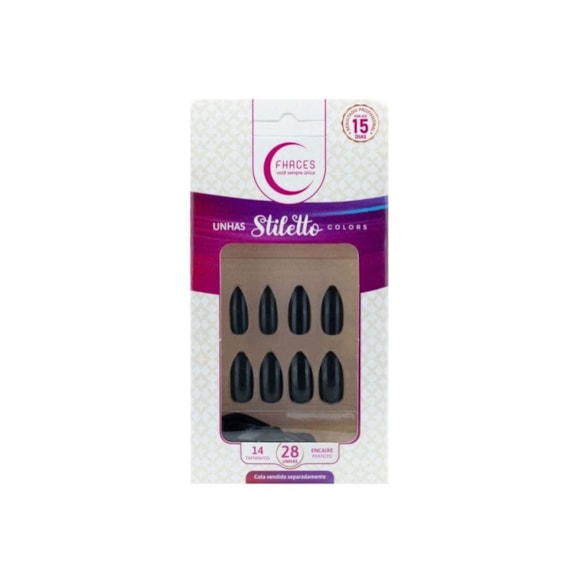 Unhas Fhaces Linha Premium Stiletto Preta
