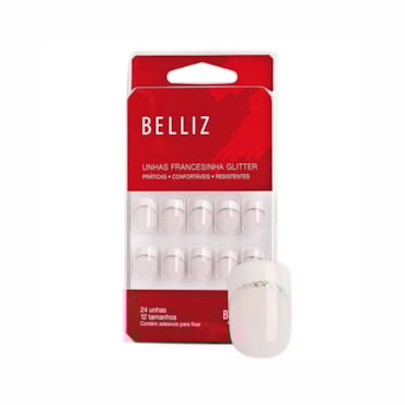 Unhas Postiças Belliz Francesinha Glitter