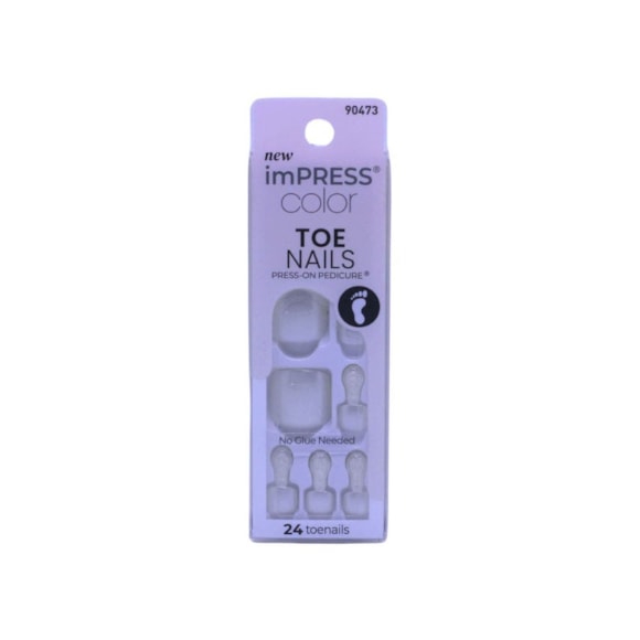 UNHAS POSTIÇAS DE PÉS COLOR TOENAILS LUSTRE WHITE IMPRESS - KISS NEW YORK