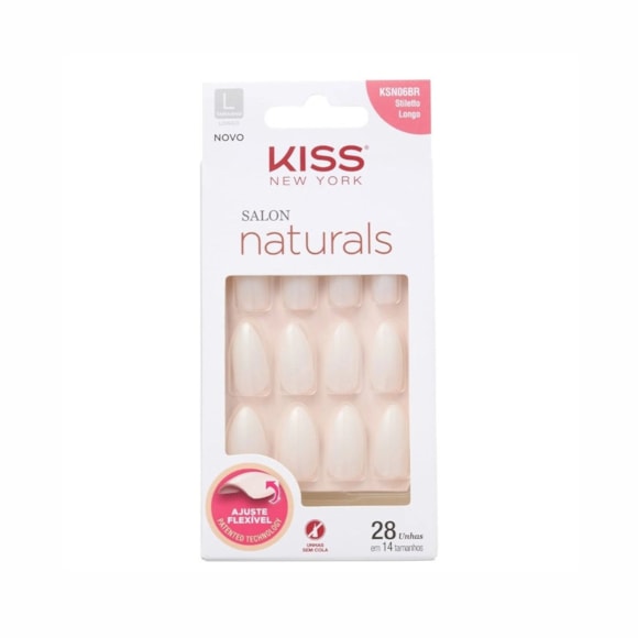 Unhas Postiças Kiss Salon Naturals Longo Estileto