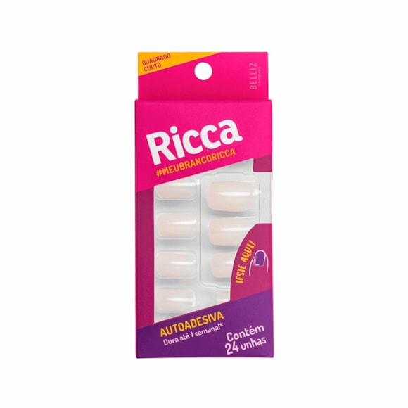 Unhas Postiças Ricca Autoadesiva Branco Sonho