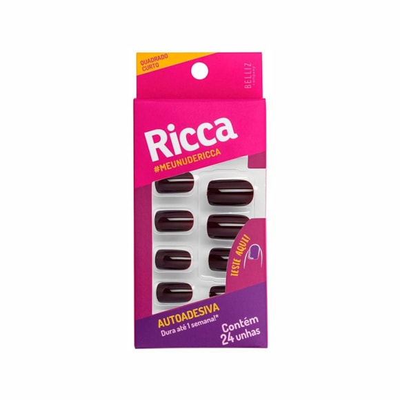 Unhas Postiças Ricca Autoadesiva Chocolate