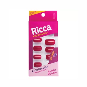 Unhas Postiças Ricca Autoadesiva Rosa Sexy