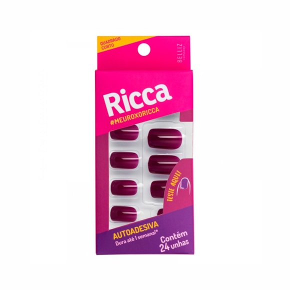 Unhas Postiças Ricca Autoadesiva Roxo Ametista