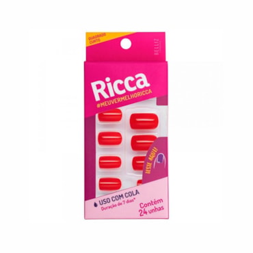 Unhas Postiças Ricca Autoadesiva Vemelho Paixão